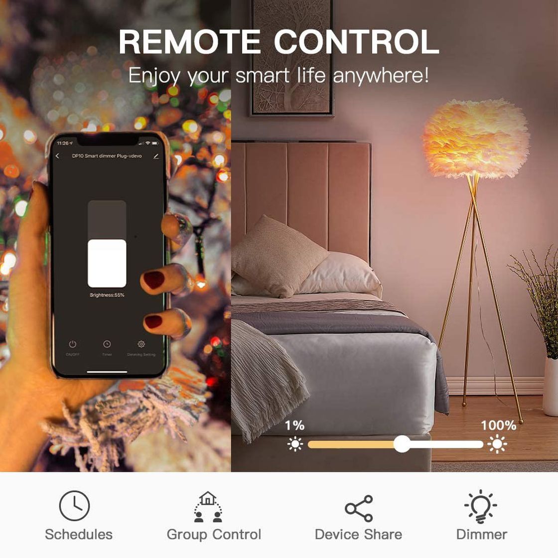Smart Dimmer Plug Outdoor Smart Plug Works with Alexa and Google Home