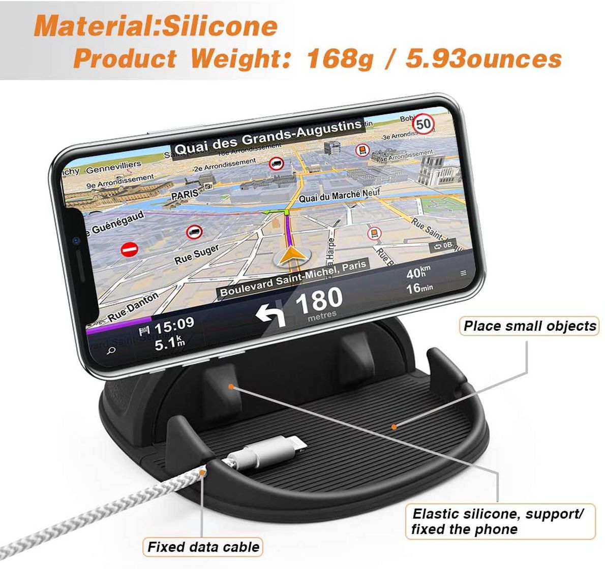Car Phone Holder, Car Phone Mount Silicone Car Pad Mat for Various Dashboards, Slip Free Desk